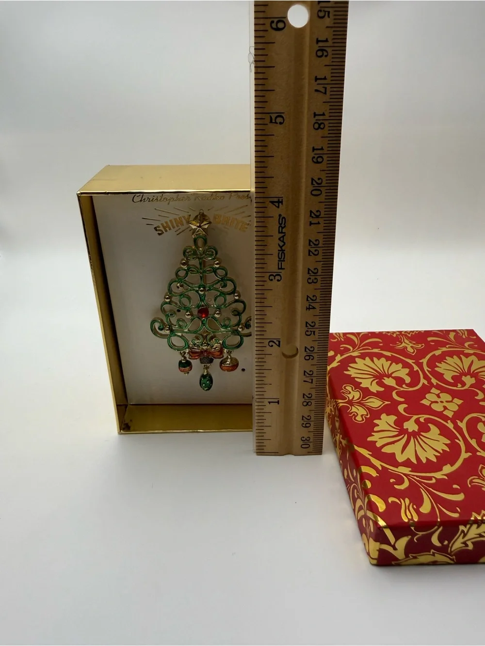 Christopher Radko Green and Gold Enamel Holiday Tree Wall Accent